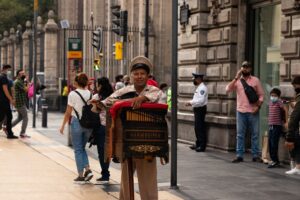 An organ grinder spotted on Francisco I. Madero Avenue