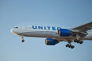 Close-up shot of United Airlines Boeing 777