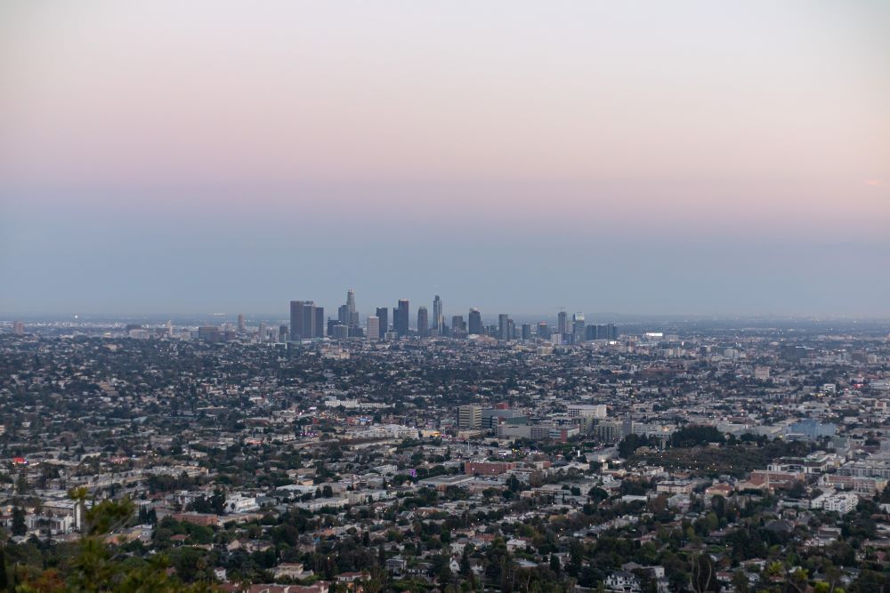 Downtown Los Angeles from the Hollywood Hills during the blue hour