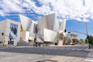 Full view of the Walt Disney Concert Hall from across the street