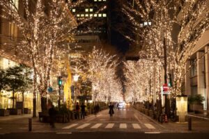 The Christmas vibes still present through Tokyo in January