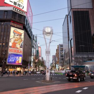 Clock in the middle of the road in Susukino District Clock in the middle of the road in Susukino District