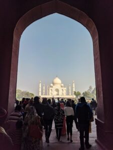 Tourists crowd the Mughal Gate