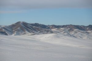 Distant mountain range in Mongolia Distant mountain range in Mongolia