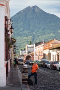 Hats to shade the faces of tourists but what could shade the top of the volcano