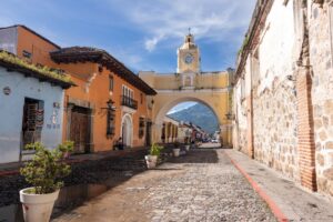 Nearly half million visitors pass below this arch during the peak season in Guatemala